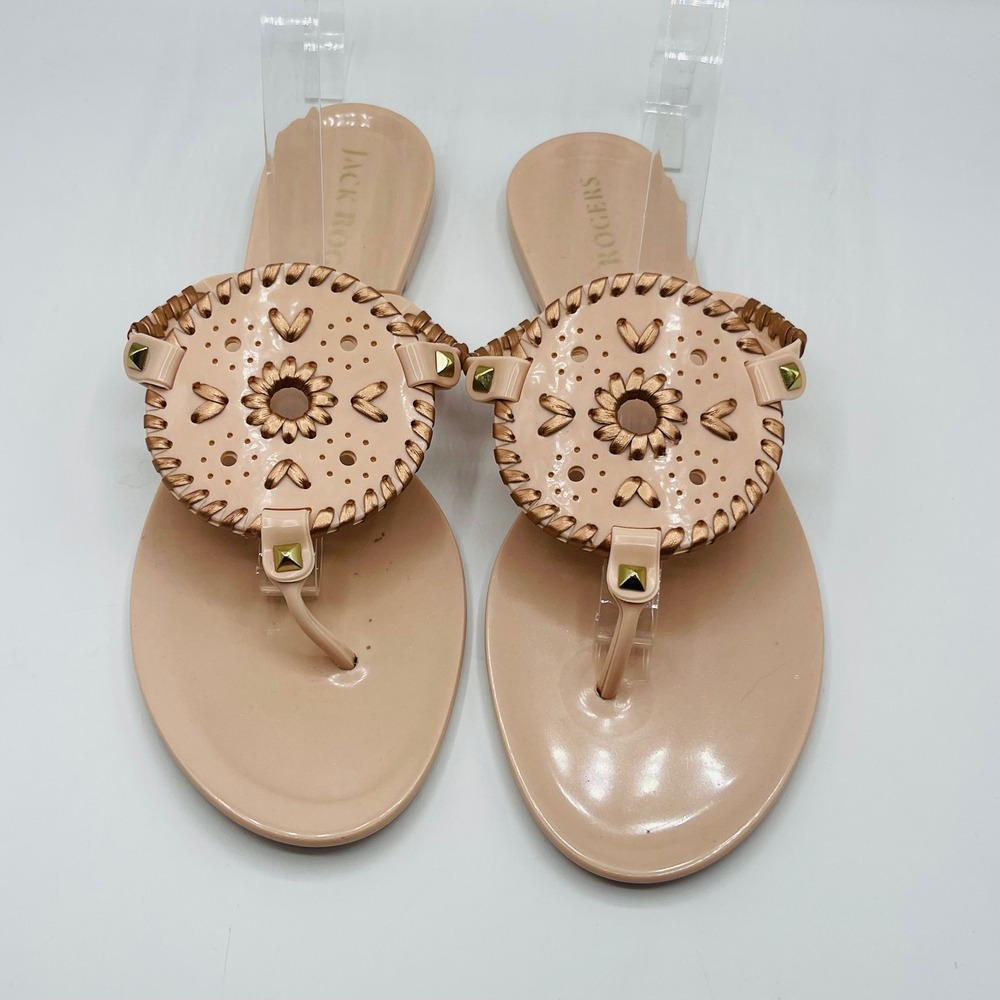 Jack‎ Rogers Georgica Jelly Sandals Blush Pink Rose Gold Whipstitch Womens 9
